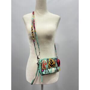 Vera Bradley Lighten Up RFID All in One‎ Crossbody Pueblo Aqua Boho Festival
